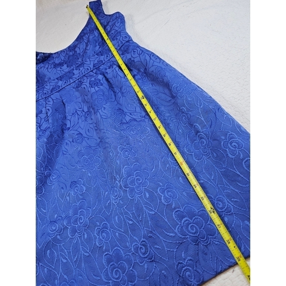 Tahari ASL Blue Jacquard Floral Sleeveless Dress - Picture 4 of 10